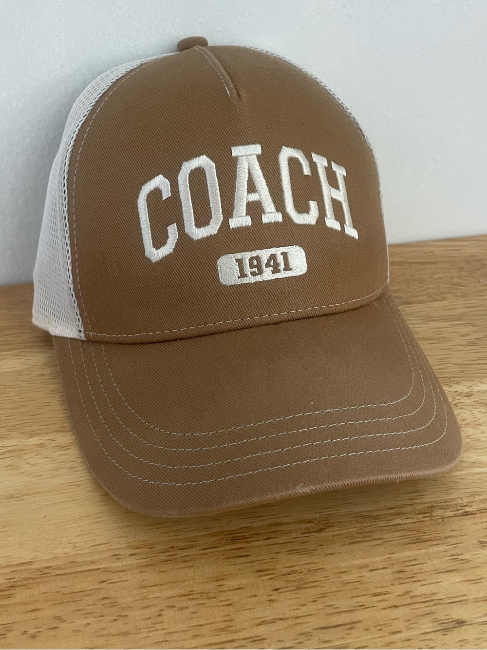 Coach Brown & White Logo Trucker Hat